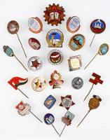 24db klf zománcozott, szocialista jelvény, közte "Közlekedési Dolgozók Szakszervezete", "Vezetői próba", "Törzsgárda", "MHSZ" jelvények T:vegyes