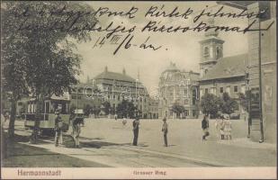 Nagyszeben, Nagy körút, villamos / street, tram