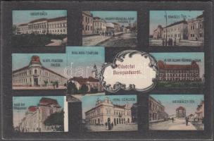 Beregszász, Megyeháza, Pénzügyi palota, Törvényház, Bocskay utca, Rákóczi és Werbőczy tér 'Haladás' kiadása / county hall, financial palace, court, street, squares (EK)