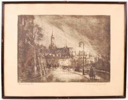 Olvashatatlan jelzéssel: Halászbástya. Litográfia, papír, üvegezett keretben, 31×42 cm