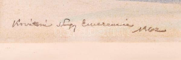 Kovátsné Nagy Emerencia (1921-1978): Téli falu. Akvarell, papír, jelzett, üvegezett keretben, 30×48 ...