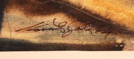 Kováts Béla (1921-1992): Udvar részlet. Akvarell, papír, jelzett, üvegezett keretben, 42×60 cm