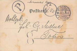 1898 Playing tennis, letters with rose, humour s: ADE (fl)