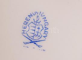 Herendi rózsás bonbonier, rózsán apró lepattanás, kézzel festett, jelzett, m:13 cm, d:11 cm