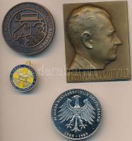 4db klf külföldi emlékérem, jelvény: Németország 1990. "Német Egység - Berlini Parlament" ezüstözött fém emlékérem + Csehország DN "Klement Gottwald" fém plakett + Vatikán 1972. "Róma Jubileum / VI. Pál pápa" fém emlékérem + Svájc 1979. "3. Glaibaslerfescht" Br jelvény T:PP,2