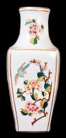 Hollóházi virágokkal és madárral díszített nagyméretű váza, kézzel festett, jelzett, hibátlan, m:35 cm / Hollóházi chinaware vase