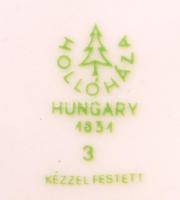 Hollóházi virágokkal és madárral díszített nagyméretű váza, kézzel festett, jelzett, hibátlan, m:35 ...