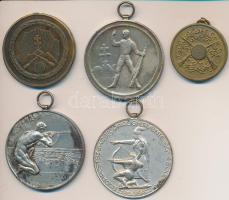 1935-1938. 5db klf lövész díjérem T:vegyes