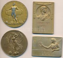 1928. "Görgey Kupa" aranyozott Br díjérem (40x60mm) + 1937. "MBSZ Háromfalas Bajnokság" Br díjérem. Szign.: Márton F. (50mm) + Ligeti Miklós (1871-1944) 1942. "Pesti Magyar Kereskedelmi Bank T.S.E" aranyozott Br díjérem (50mm) + DN "Az Érdem Jeléül I.B.E.M.E" aranyozott Br díjérem (37x56mm) T:2