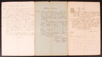 1888-1893 3 db kiskunhalasi okmány szép városi hatóság vízjeles papíron