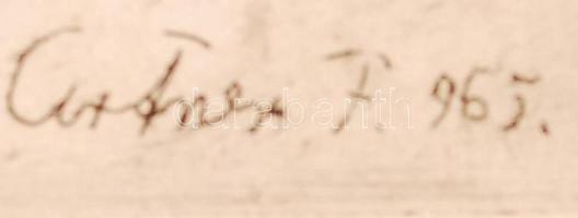 Artner F. jelzéssel: Táj szénagyűjtőkkel. Rézkarc, papír, jelzett, 39x27 cm