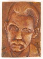 Takács Erzsébet (1928-): József Attila. Falra akasztható bronz falikép, jelzett, 11x8 cm