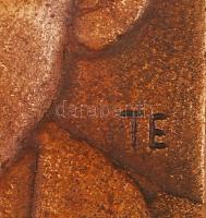 Takács Erzsébet (1928-): József Attila. Falra akasztható bronz falikép, jelzett, 11x8 cm