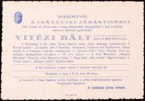 1938 Csátaljai járás. Vitézi Bál meghívó