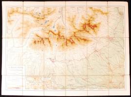 cca 1900 Magas Tátra vászon turista térképe . Lithográfia / Litho tourist map of the High-Tatra 70x60 cm