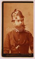 cca 1890 Selmecbánya Tűzoltó parancsnok keményhátú fotó / Banská Štiavnica Fire brigader photo 7x11 cm