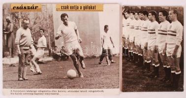 1969 A magyar labdarúgó válogatott a Szovjetúnió ellen. 2 db hivatalos fotó kartonon 24x18, 18x13 cm