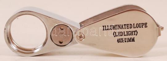 Világítós ékszernagyító, 40x-21mm  eredeti tokjában