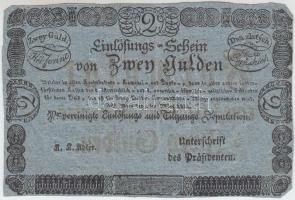 1811. 2G Formulare "Einlösungs=Schein" kék T:II-,III Austrian Empire 1811. 2 Gulden Formulare "Einlösungs=Schein" blue C:VF,F Adamo G46M