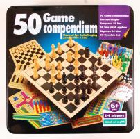 50 Game compendium, társasjáték gyűjtemény fémdobozban, 30×30