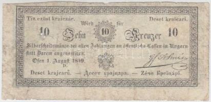 1849. 10Kr "Almásy" T:restaurált Adamo G101