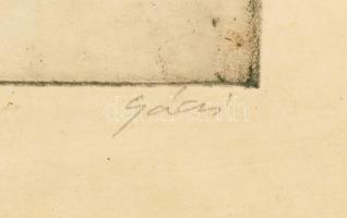 Gácsi Mihály (1926-1987): Szélmalom. Rézkarc 90/100, papír, jelzett, üvegezett keretben 30×38 cm