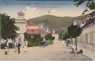 Trencsénteplic-fürdő, Heinrich utca az első tükörfürdővel / street, mirror spa (EK)