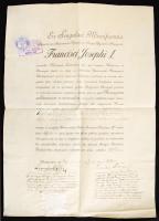 1898. június 26. Nagylucskai Balogh Jenő orvosi egyetemi kinevezési levele az 1897/98. évre. Az egyetem felzetes papírpecsétjével, ill. jún. 28-i felülbélyegzéssel. 44×31 cm