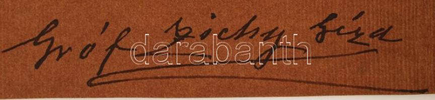 cca 1900 Gróf Zichy Géza  (1849-1924) író, kamarás, főrendiházi tag aláírt fényképe. 12×17,5 cm