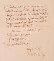 1893. aug. 11., Geszt. Tisza Kálmán nagyszalontai egyházmegyei gondnok, korábbi miniszterelnök level...