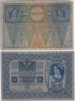1902. 1000K (2x) mindkét oldal német, két különféle típus, mindkettő "Deutschösterreich" f...