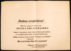 1956. A Magyar Ifjúmunkások és egyetemisták forradalmi röplapja, "Általános sztrájkfelhívás".