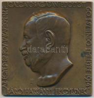 Beck Ötvös Fülöp (1873-1945) 1914. "Báró Harkányi Frigyes" Br emlékplakett (68,5x68mm) T:2