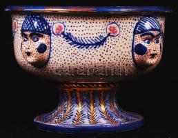 Bán Mariann (1946-): Fejes kínáló tálka, kézzel festett, jelzett, hibátlan, m:9 cm, d:12,5 cm