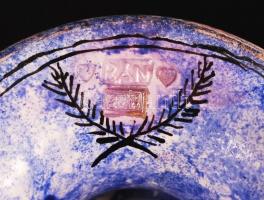 Bán Mariann (1946-): Fejes kínáló tálka, kézzel festett, jelzett, hibátlan, m:9 cm, d:12,5 cm