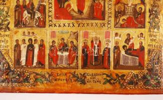 Ismeretlen orosz ikonfestő: XIX.sz.végi ünnepi ikon. Tempera, fa, korának megfelelő állapotban, 31×2...