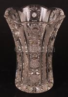 Ólomkristály váza, csiszolt, metszett. Hibátlan. m: 15 cm, d: 11 cm