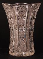 Ólomkristály váza, csiszolt, metszett. Hibátlan. m: 15 cm, d: 11 cm