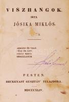Jósika Miklós: Visszhangok. Pest, 1864, Heckenast Gusztáv. Aranyozott félvászon kötés, festett lapszélek, néhány lap foltos, kissé kopottas állapotban.