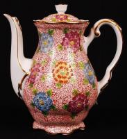 Orbán Gizi által festett hiányos mokkás készlet kiegészítőkkel, kézzel festett, jelzett, hibátlan