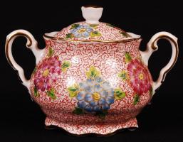 Orbán Gizi által festett hiányos mokkás készlet kiegészítőkkel, kézzel festett, jelzett, hibátlan