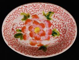 Orbán Gizi által festett hiányos mokkás készlet kiegészítőkkel, kézzel festett, jelzett, hibátlan