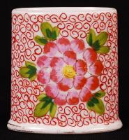 Orbán Gizi által festett hiányos mokkás készlet kiegészítőkkel, kézzel festett, jelzett, hibátlan