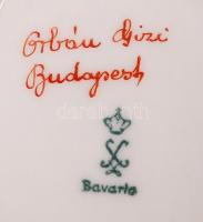 Orbán Gizi által festett hiányos mokkás készlet kiegészítőkkel, kézzel festett, jelzett, hibátlan