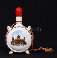 Zsolnay porcelán kulacs esztergomi látképpel, hibátlan, matricás, jelzett, m: 13,5 cm