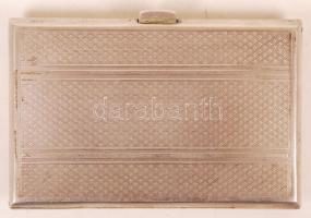 Monogramos ezüst (Ag.) cigaretta tálca, cizellált, jelzett, mesterjeggyel, nettó:72,4 g, 8×5,5 cm