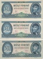 1980. 20Ft (3x) közte egymásutáni sorszámmal T:I-/II,III