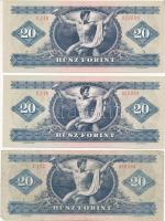 1980. 20Ft (3x) közte egymásutáni sorszámmal T:I-/II,III