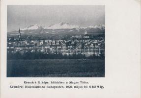 Késmárk, 1928-as Budapesti késmárki diáktalálkozó emléklap, ifj. Kellner Ernő kiadása (EK)