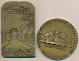 Portugália 1989. "10 éves az INA (Nemzeti Adminisztrációs Intézet)" Br emklékérem (80mm) + DN "Lagoa város" Br emlékplakett (107x65mm) T:2 Portugal 1989. "10 Years of INA (Instituto Nacional de Administraç&#227;o)" Br commemorative medallion (80mm) + ND "Municipality Lagoa" Br plaque (107x65mm) C:XF